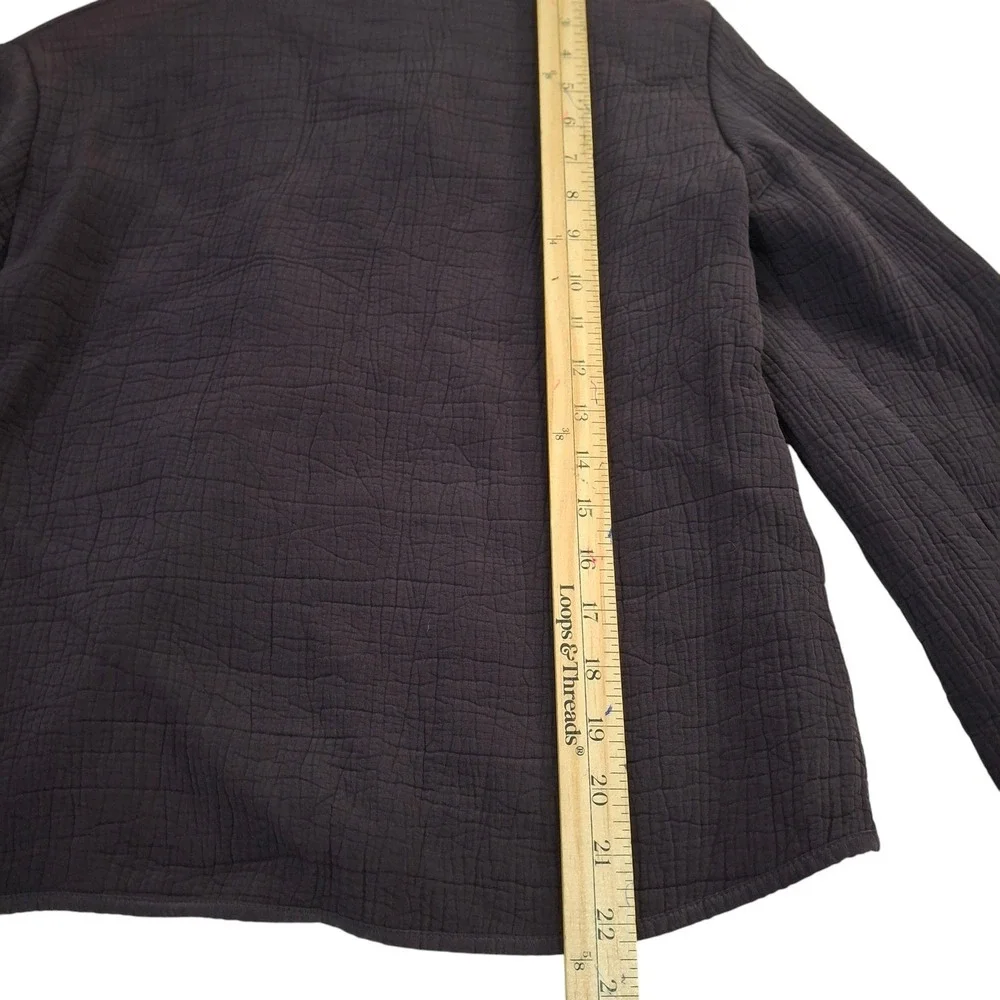 Eileen Fisher Open Front Jacket Womens XS Purple Silk Rayon Crinkle Gauze